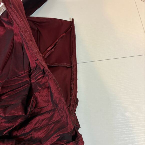 Collections Burgundy Plus Size Short Ruched Cocktail Dress S0363 - Picture 5 of 8